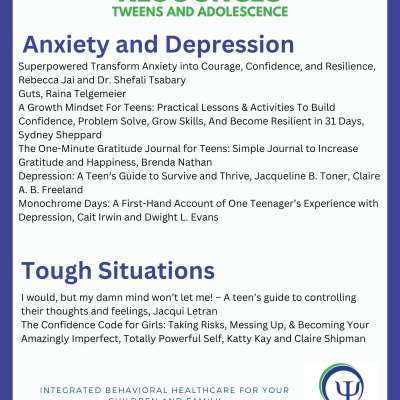 Mental Health Reading Resources - Tweens and Adolescence
